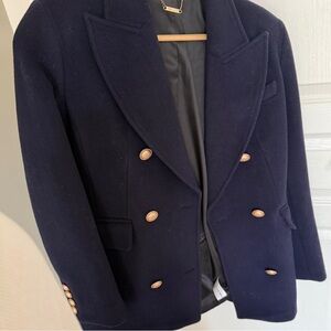 Blue Gold Pea Coat with Structured Fit